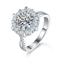 Moissanit-Ring S925 Silber, Sonnenblumen-Halo, Platin