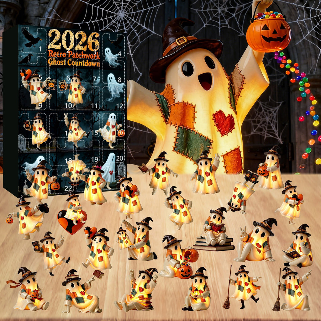 Retro Patchwork Geist Anhänger mit Halloween-Beleuchtung