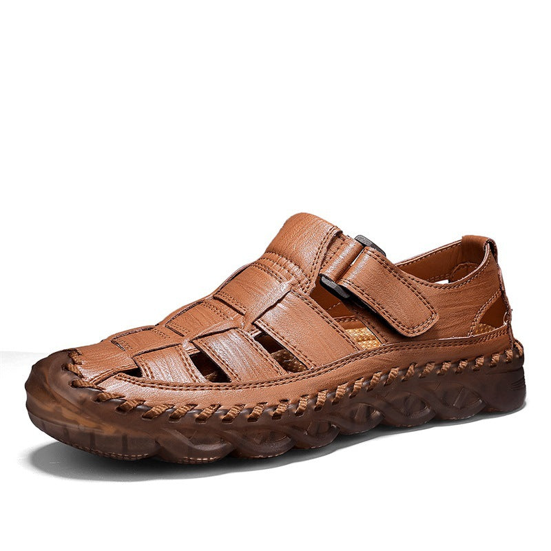Herren-Strandsandalen aus Leder mit Zehenschutz