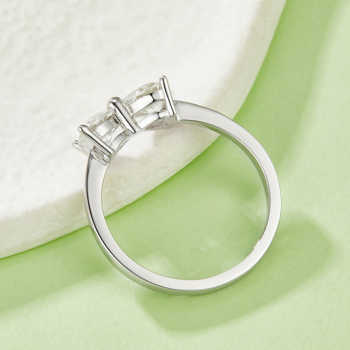 Herz Schleife Moissanit Ring, 1 Karat, Silber