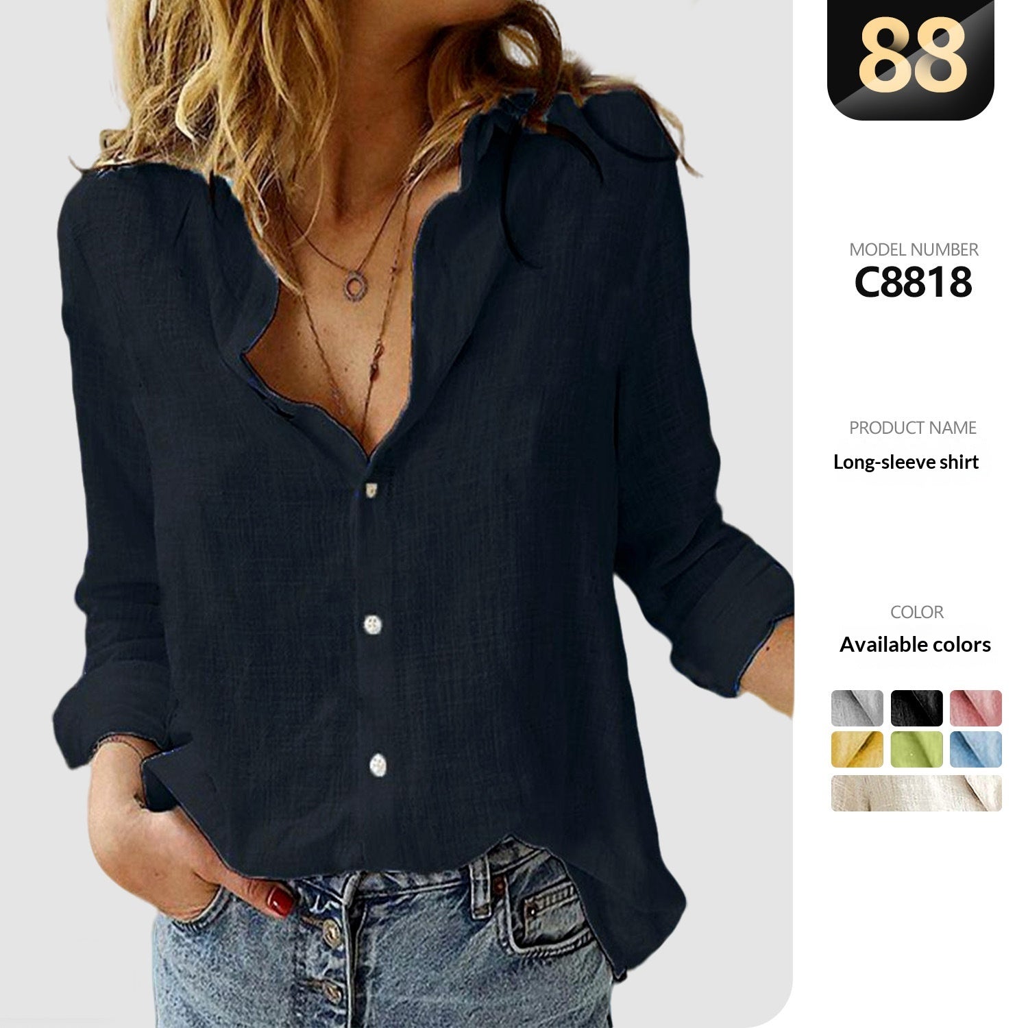 Elegantes Langarmshirt mit Knopfleiste