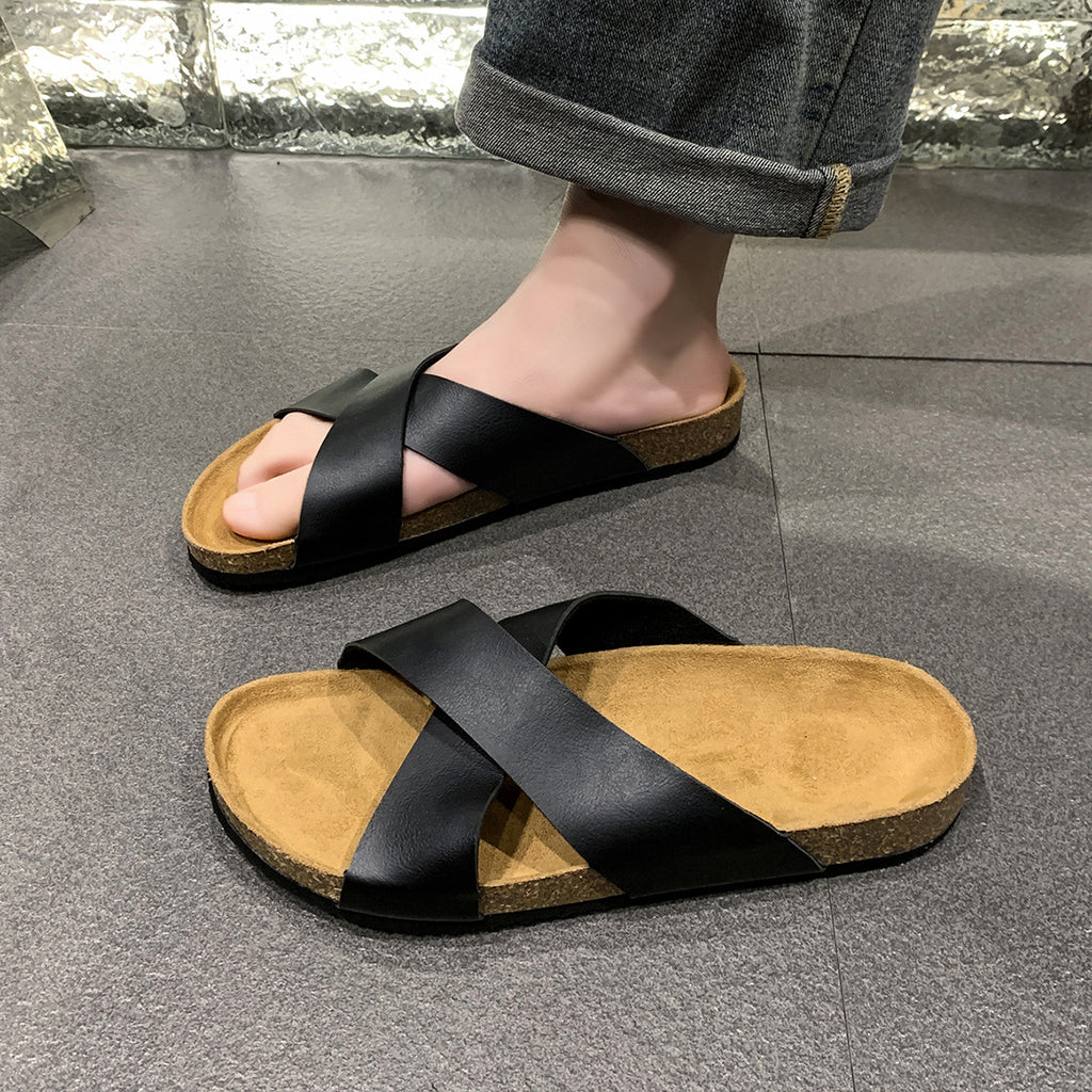 Herren Kork-Sandalen mit Kreuzriemen