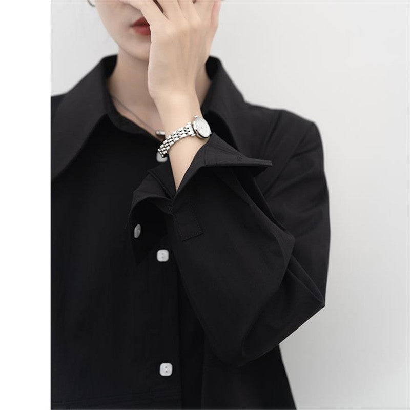 Damen französisch vintage Blau Hemd