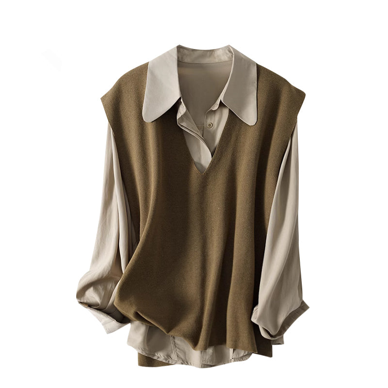 Strickvest mit Langarmshirt – Zweiteiliges Set – Bild 2 | LuxeStyle