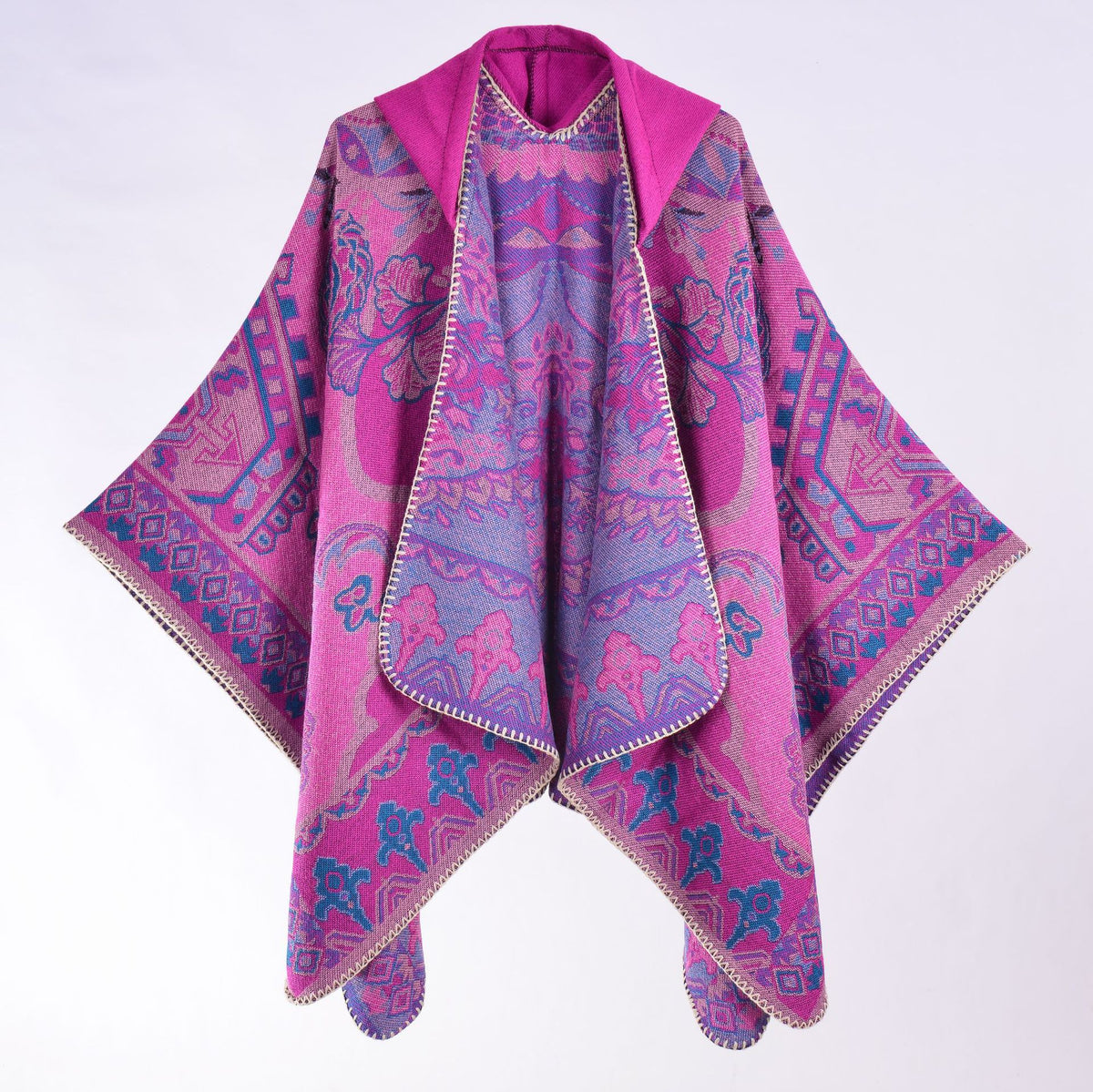 Kapuzencape mit Jacquardmuster – Bild 3 | LuxeStyle