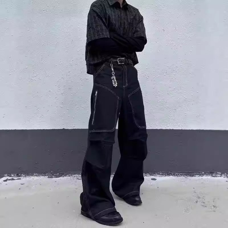 Pleated Wide-leg Denim Hose für Herren – Bild 2 | LuxeStyle