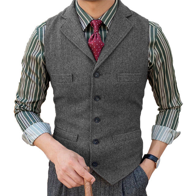 Herren-Anzugweste Slim Fischgrat-Muster – Bild 10 | LuxeStyle