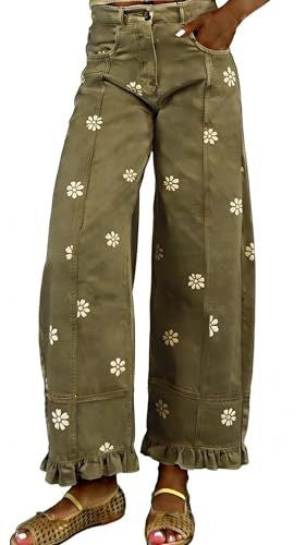 Blumenprint Wide-Leg Hose im Vintage-Stil