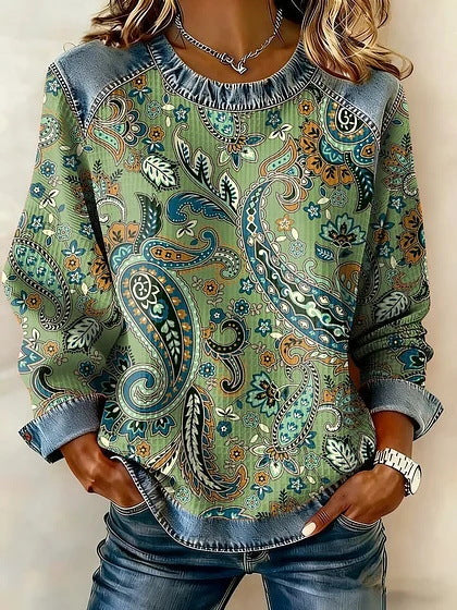 Retro-Pullover mit Druckmotiv