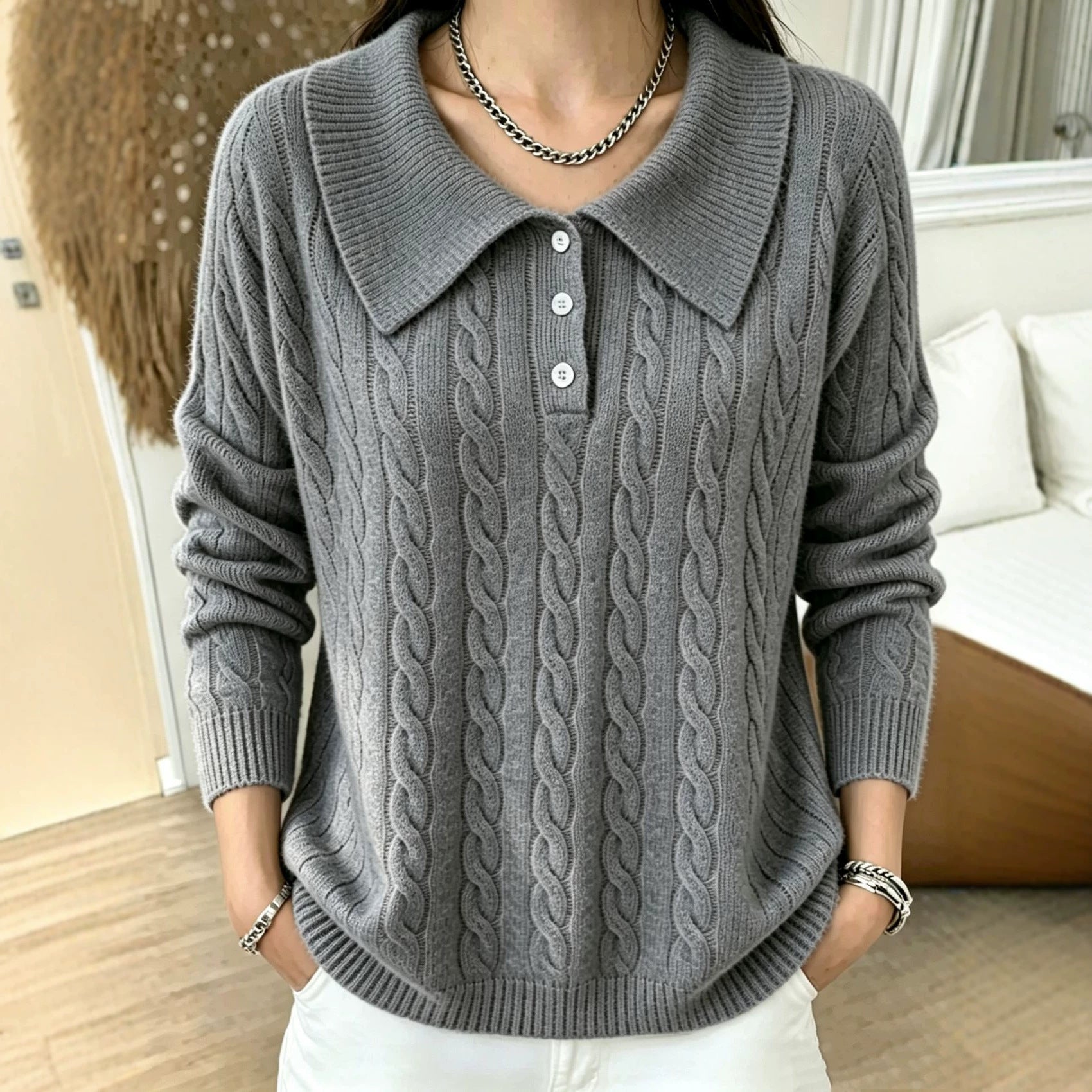 Vintage Pullover mit Jacquard-Strick