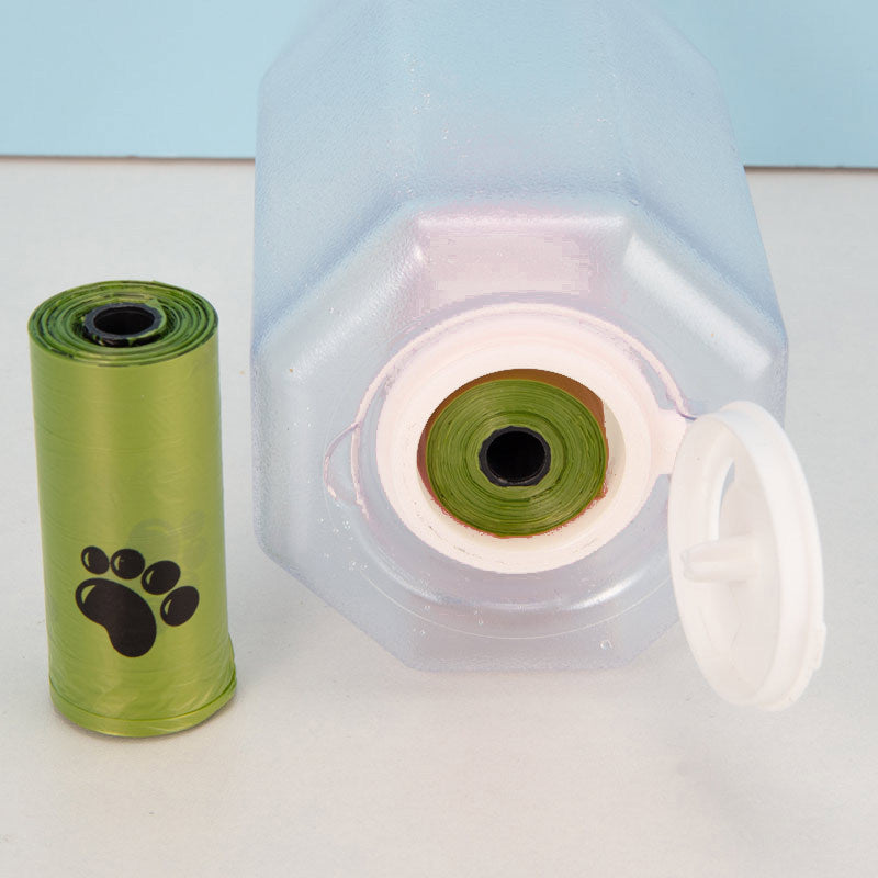 3-in-1 Trinkflasche für Haustiere mit Futter & Kotbeutel