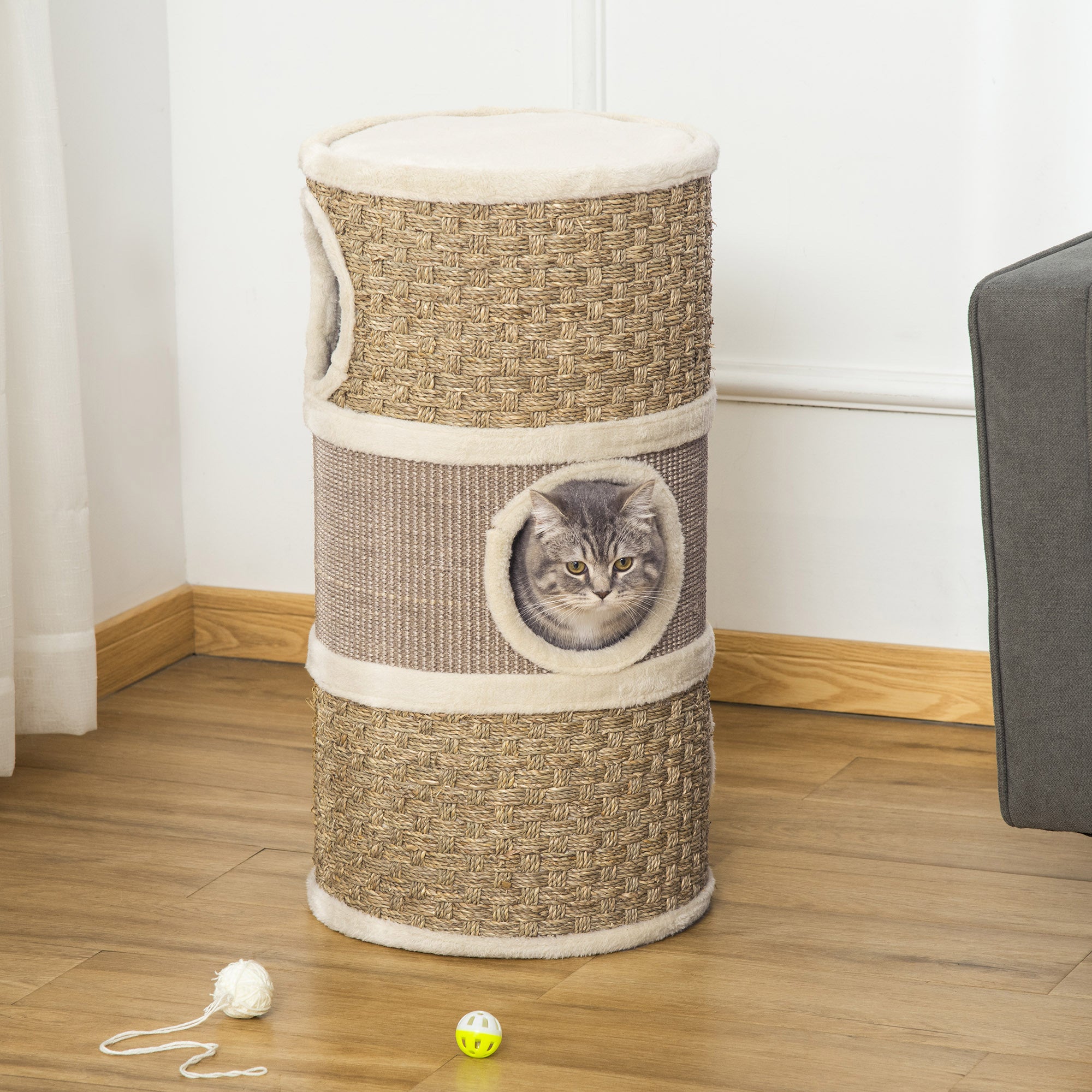 3-stöckiger Katzen-Schlafplatz mit Kratzfläche