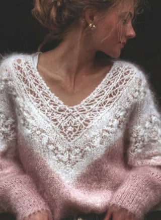 Digitalprint V-Neck Pullover für Damen