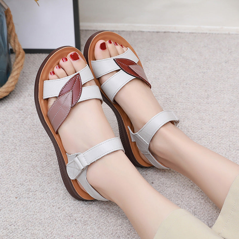 Bequeme Leder-Sandalen mit Klettverschluss