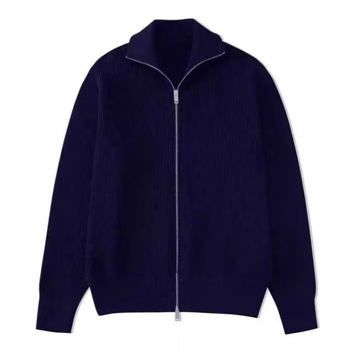 Herren Strickjacke mit Stehkragen und Reissverschluss