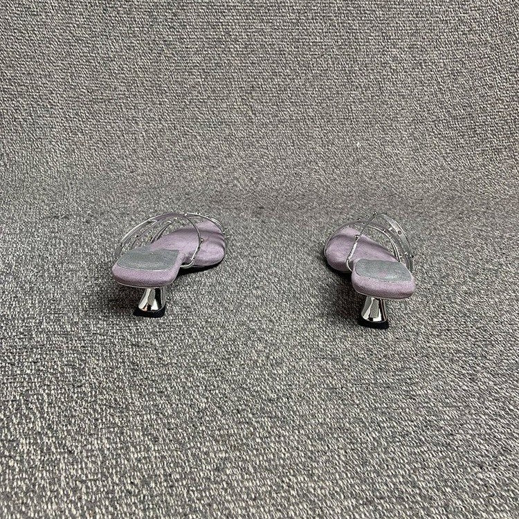 Sandalen mit Riemchen und Nieten, 5cm Keilabsatz