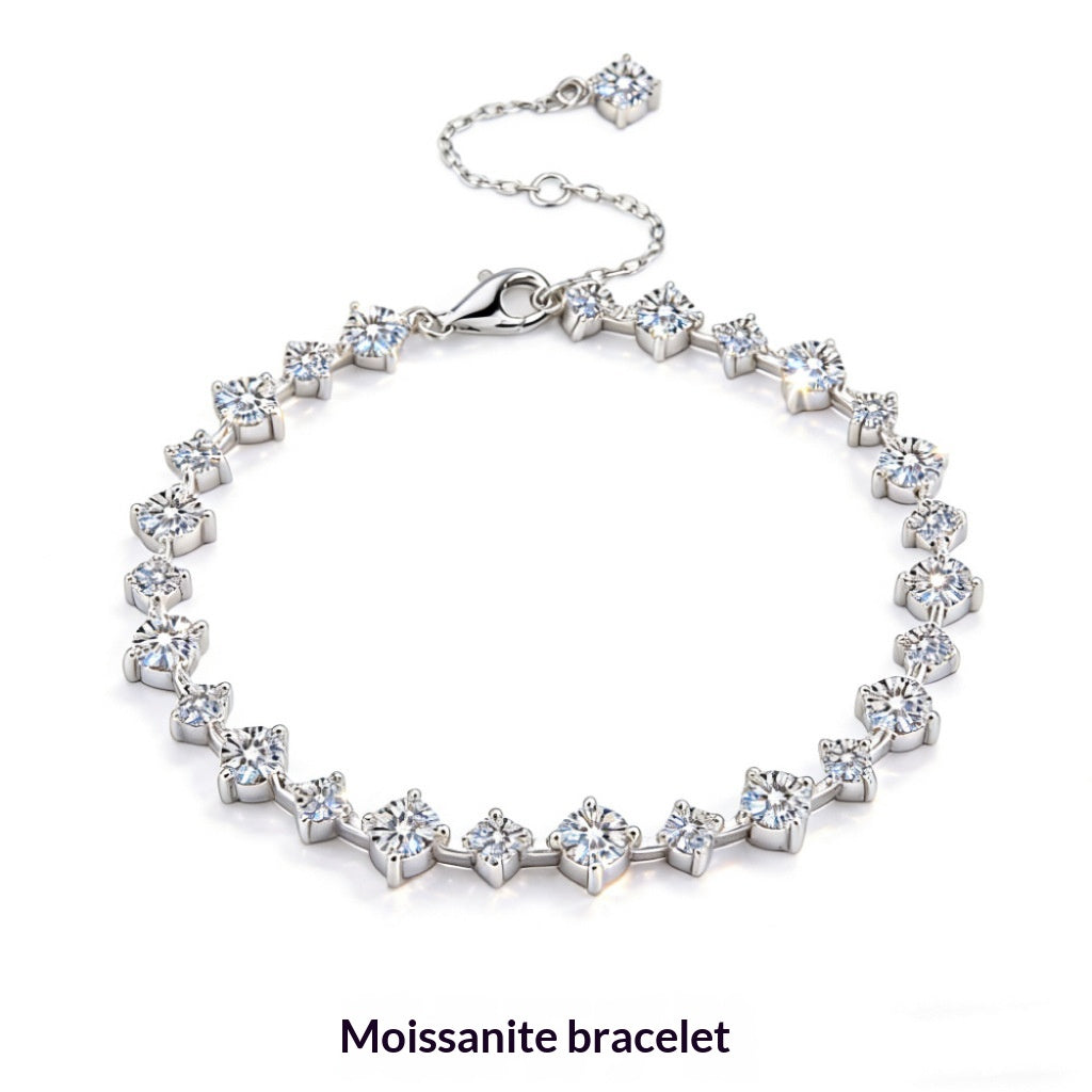 Minimalistisches 925 Silber Moissanit Armband