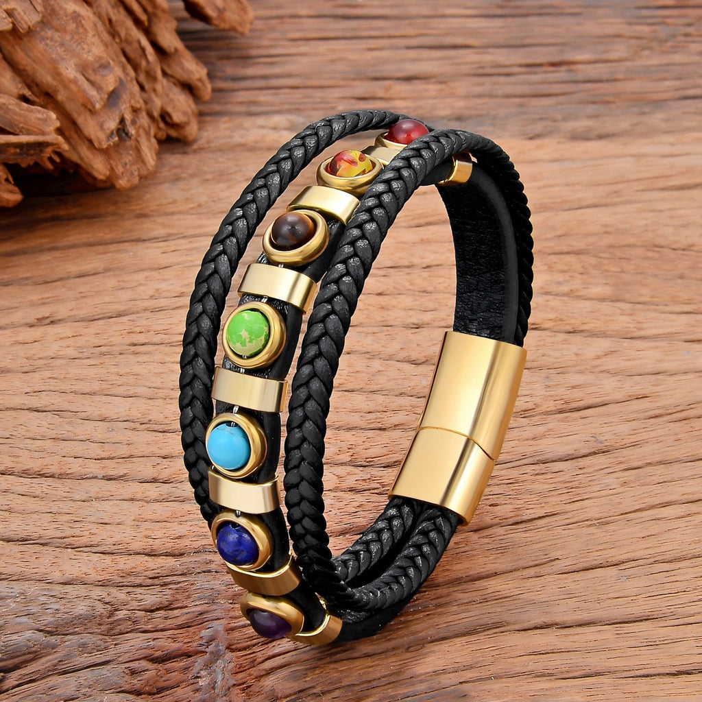 Buntes mehrlagiges Lederarmband mit Perlen – Bild 4 | LuxeStyle