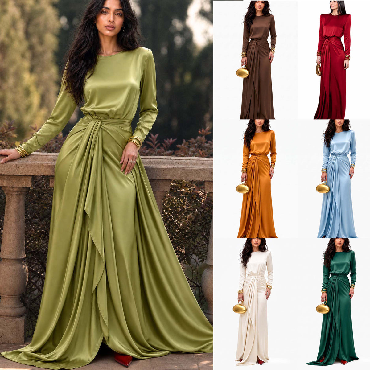 Langärmliges Damenkleid mit Kordelzug, japanischer Stil – Bild 8 | LuxeStyle
