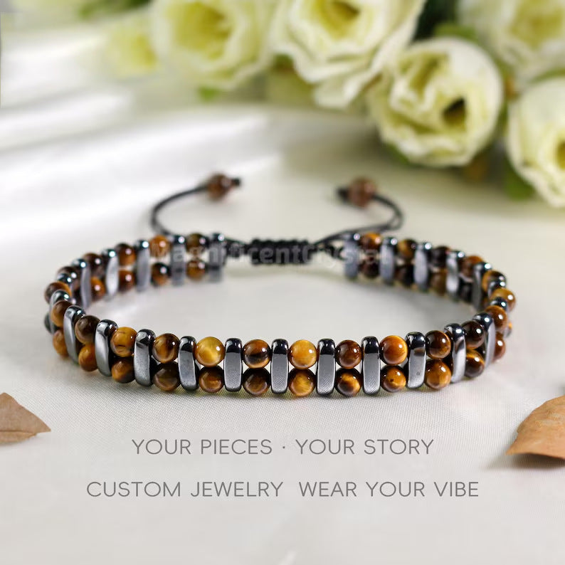 Tigerauge-Armband «Savana» – Naturstein doppelreihig