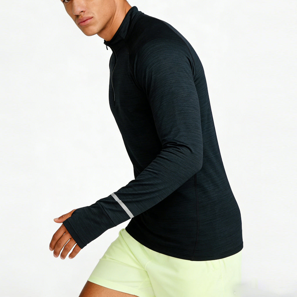 Trainingsshirt Langarm mit halbem Reissverschluss – Bild 2 | LuxeStyle