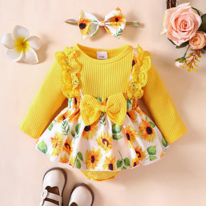 Baby Mädchen Strampler mit Spitze und Streifen – Bild 3 | LuxeStyle
