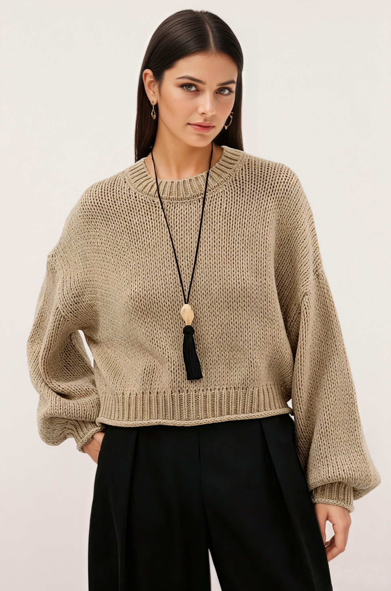 Strickpullover Rundhals Loose-Fit Damen