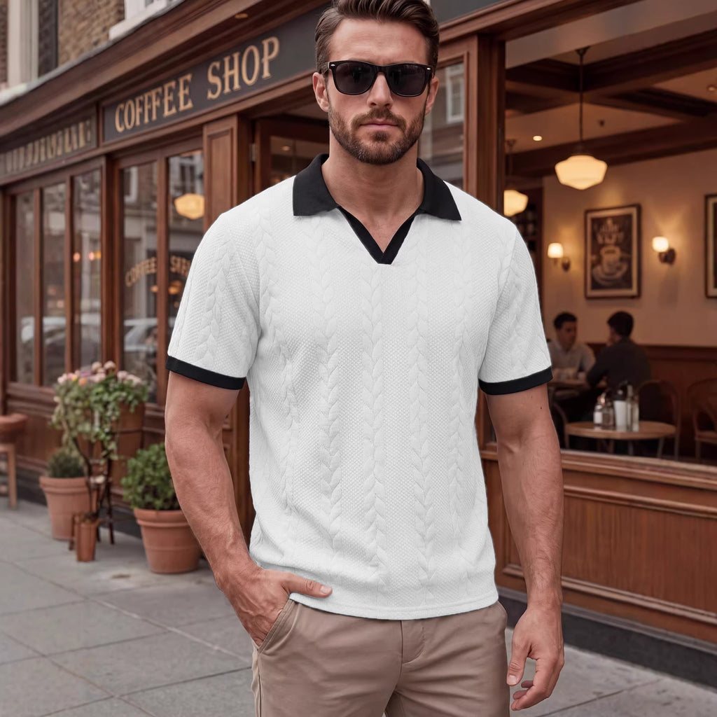 Jacquard T-Shirt Kurzarm Slim Fit