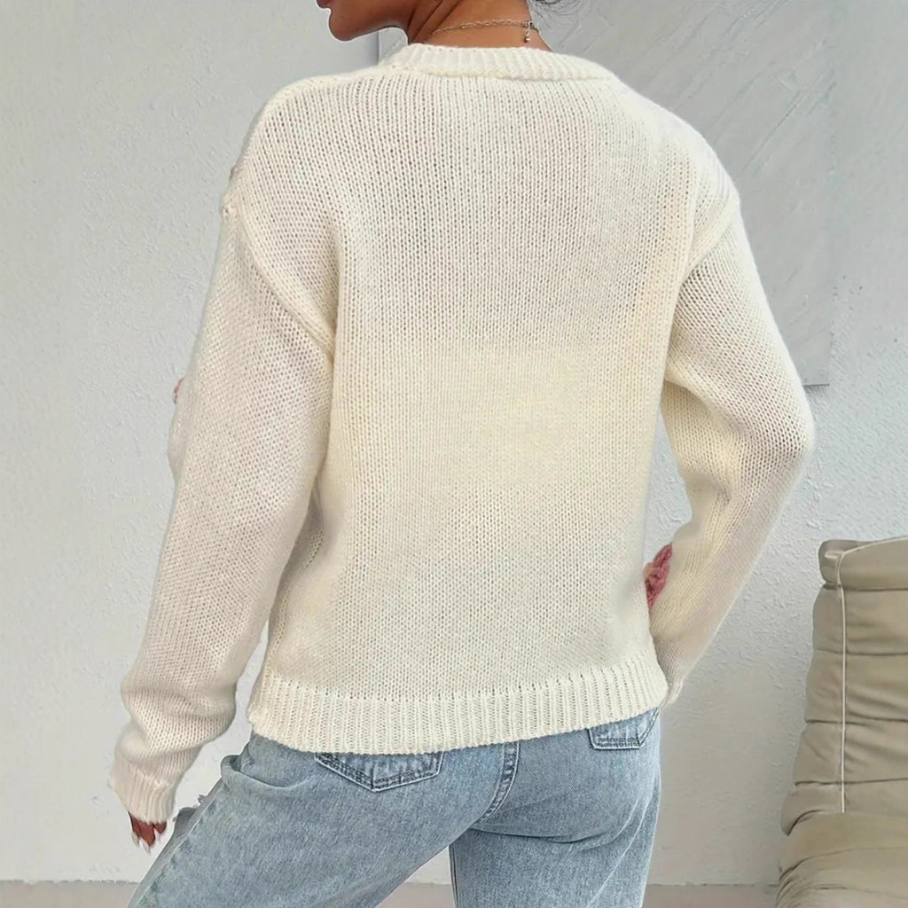 Strick-Cardigan mit 3D-Blumen und Stickereien