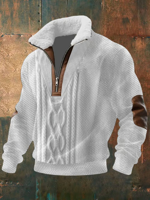 Herren Kapuzenpullover mit Fellkragen und Digitalprint