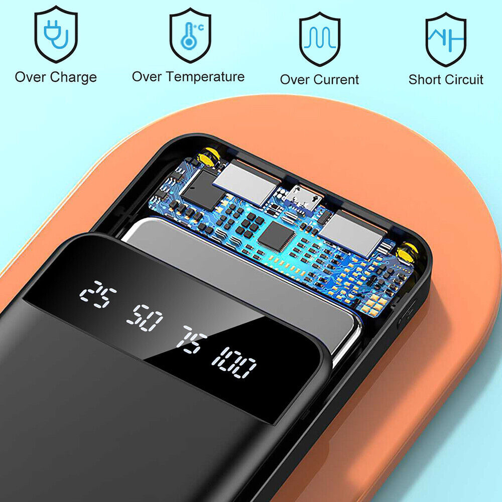 XXL-Powerbank mit 4 USB-Ports & 3 integrierten Ladekabeln