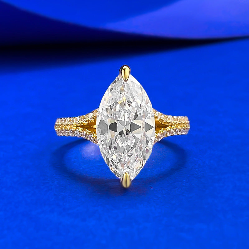 Silberring mit Pferdaugen-Diamant | LuxeStyle