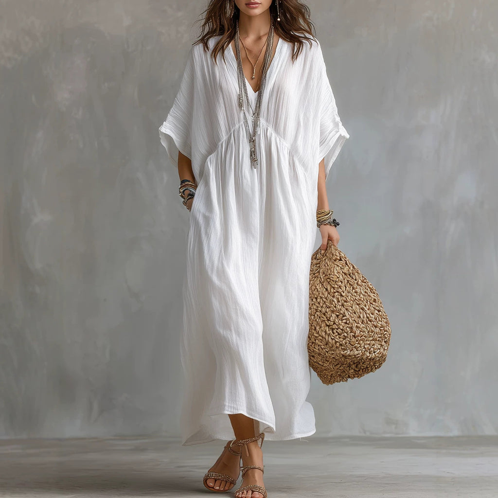 Locker sitzendes Baumwoll-Leinen-Kleid – Bild 12 | LuxeStyle