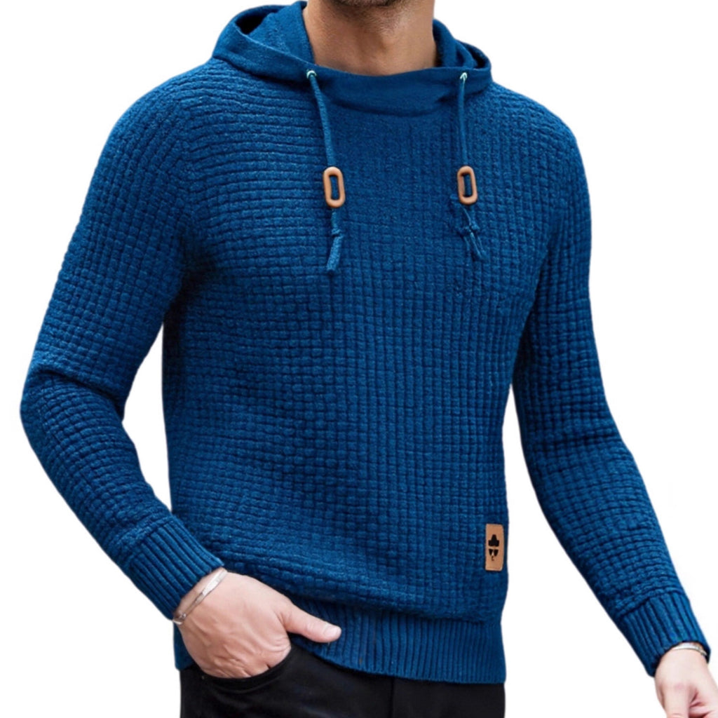 Männlicher Strickpullover mit Kapuzenfunktion – Bild 4 | LuxeStyle