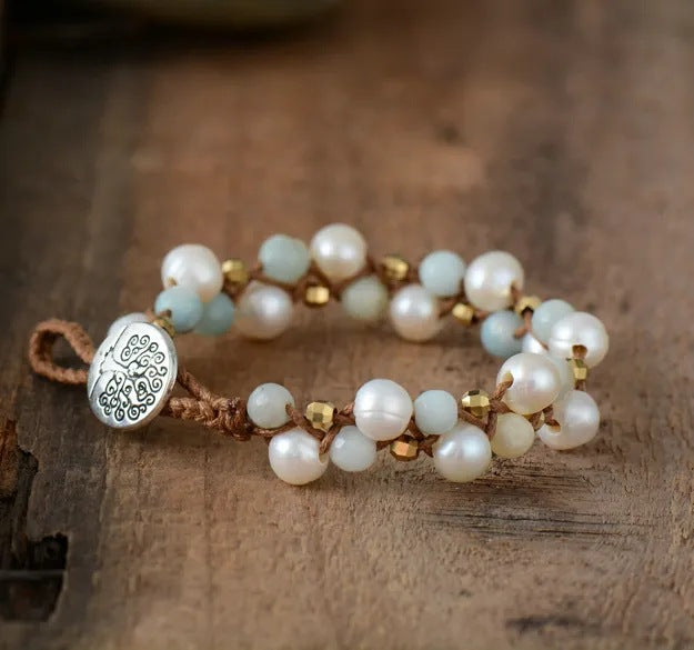 Handgewobenes Armband mit Süsswasserperle – Bild 4 | LuxeStyle