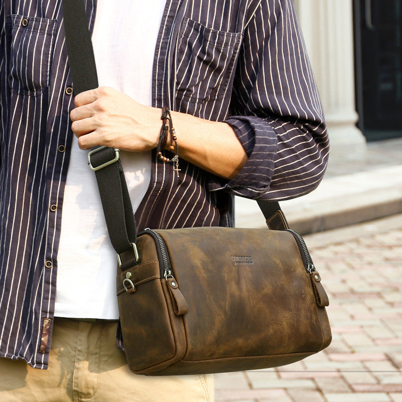 Retro Crazy Horse Leder Umhängetasche – Bild 9 | LuxeStyle