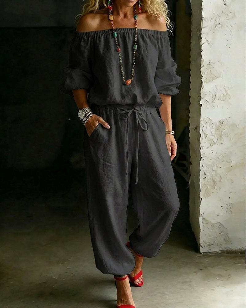 Jumpsuit Set: One-Shoulder Top & Jogger Hose