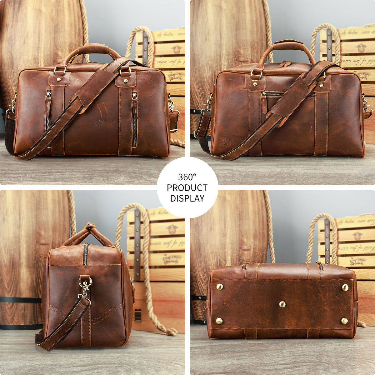 Reisetasche aus Echtleder für Herren – Bild 4 | LuxeStyle