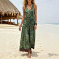 Ärmelloses V-Neck Kleid mit Leo-Print