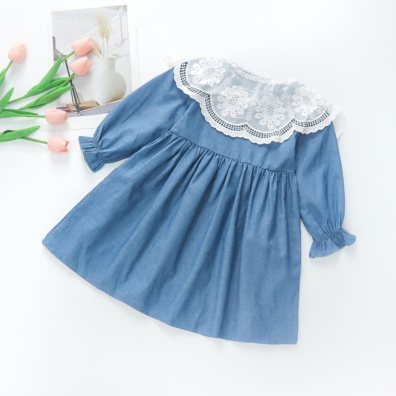 Mädchen Faux Zweiteiler Langarm-Kleid