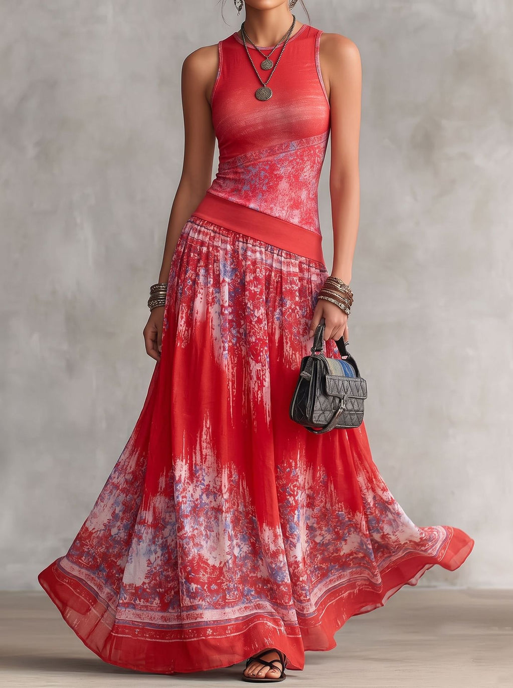 Boho-Maxi-Kleid ohne Ärmel, gestreift – Bild 13 | LuxeStyle