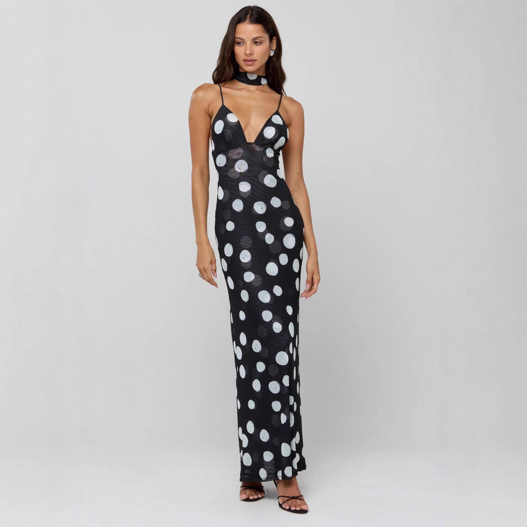 Neckholder-Kleid mit Polka Dots