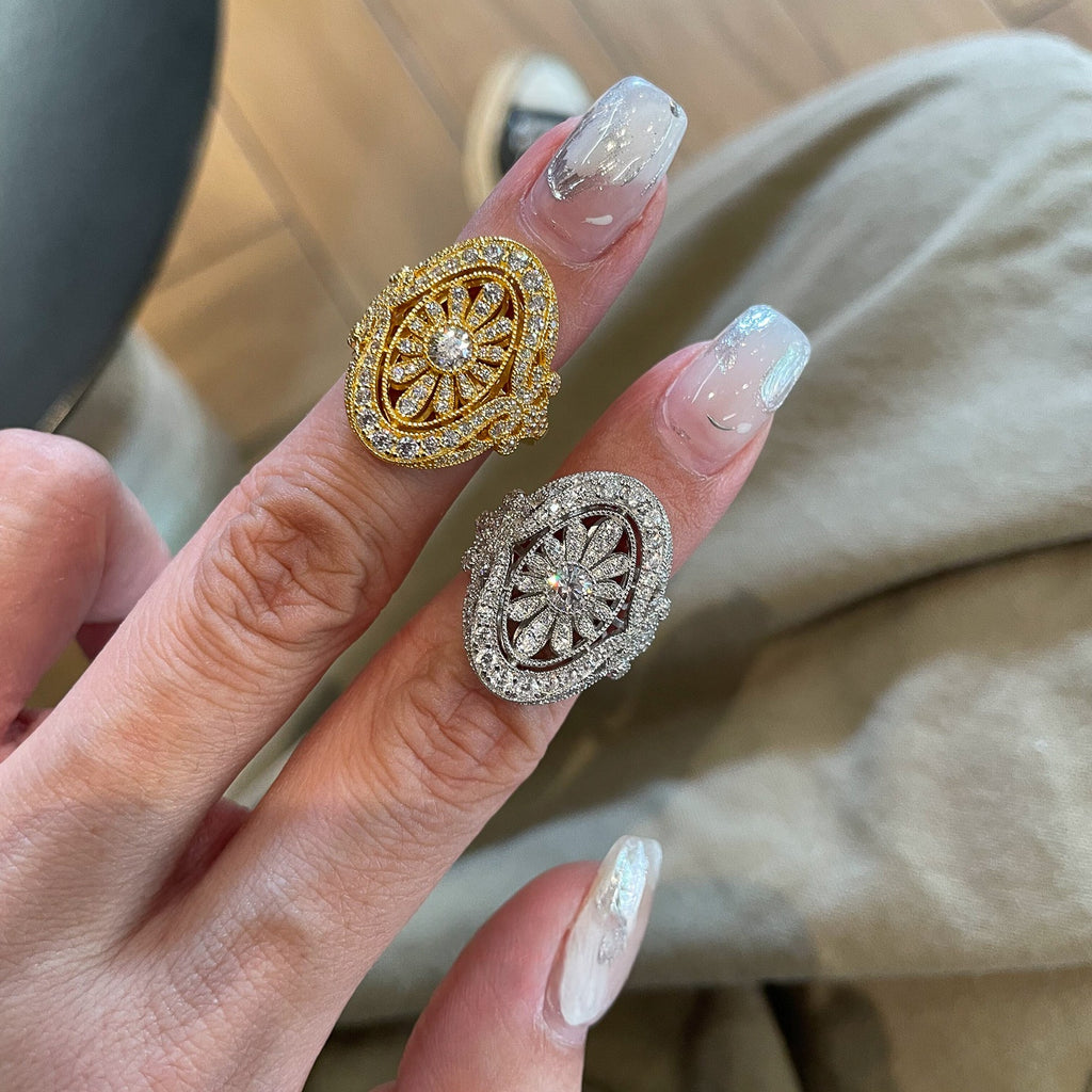 Verstellbarer Kristall-Blumenring – Bild 2 | LuxeStyle