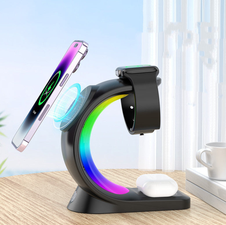 4-in-1 Magnethalter mit RGB-Licht für iPhone & AirPods