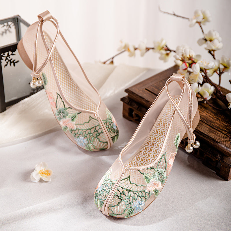 Bestickte Mesh Flats im Hanfu-Stil