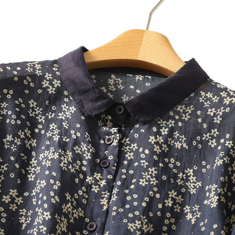 Langarm-Shirt mit Blumenprint aus Ramie