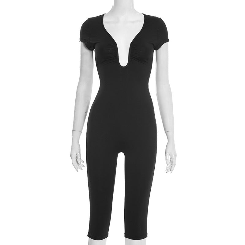 Figurbetontes Jumpsuit mit U-Ausschnitt