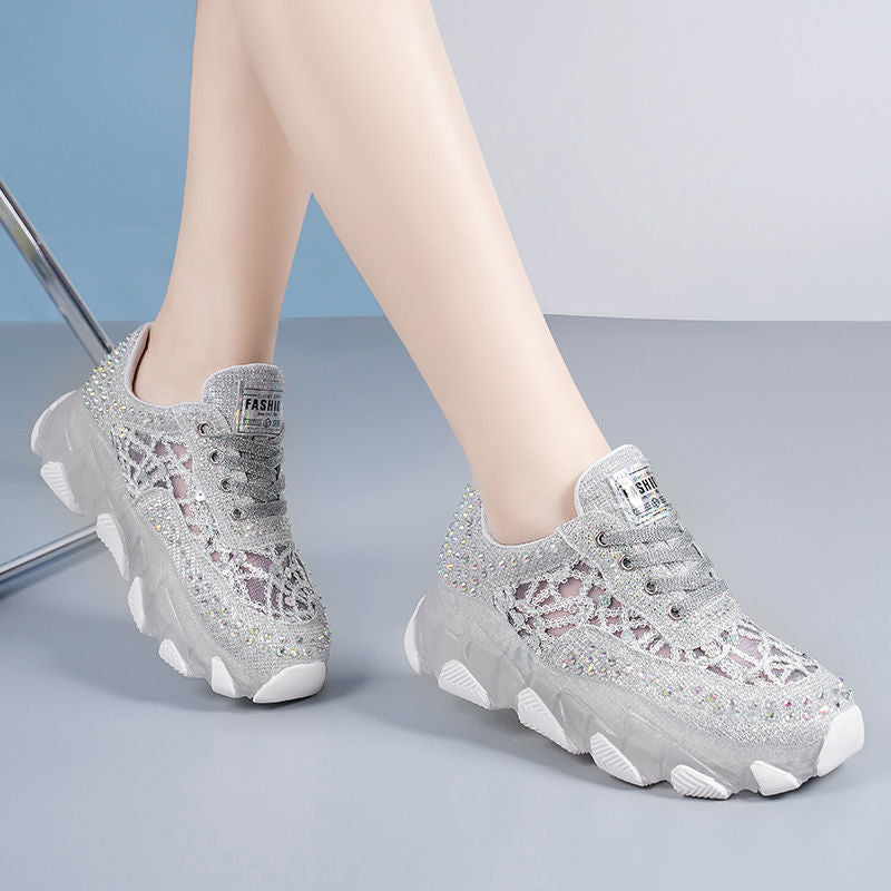 Damen-Sneaker mit atmungsaktivem Mesh und Höhenaufbau