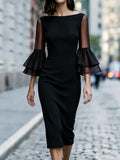 Off-Shoulder Etuikleid mit ausgestellten Ärmeln – Bild 1 | LuxeStyle