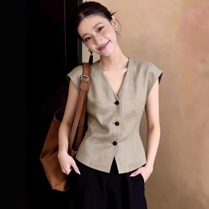 Ärmelloses Top für Pendler – Khaki